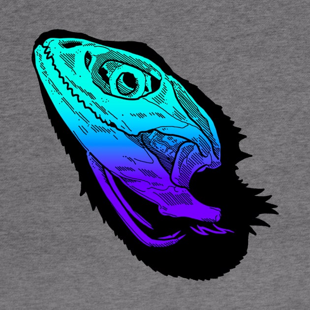 Colored Beardie Skull by Art by the Lizard Lady